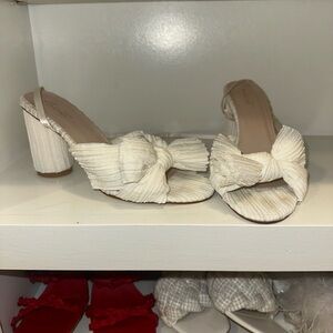 Elegant White Bow Heeled Sandals